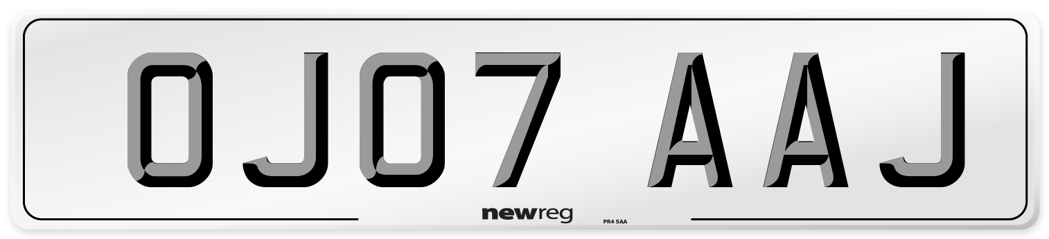 OJ07 AAJ Number Plate from New Reg